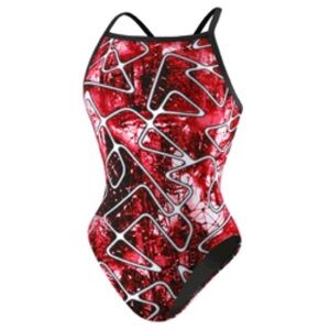 Speedo Electric Beat Female Flyback One Piece Bathing Suit SZ 36